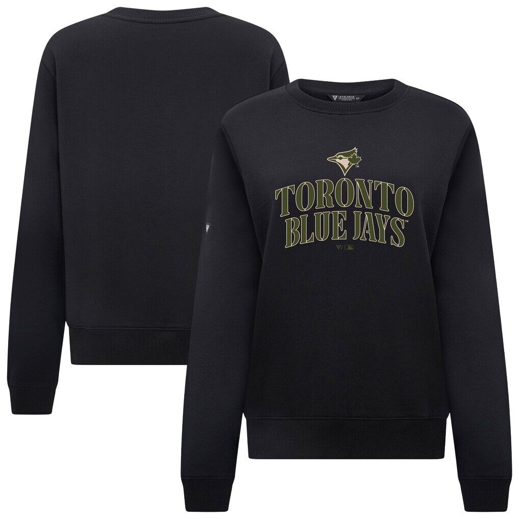 Toronto Blue Jays Levelwear Women’s 2026 Armed Forces Day Yvette Stencil Art Tri-Blend Sweatshirt