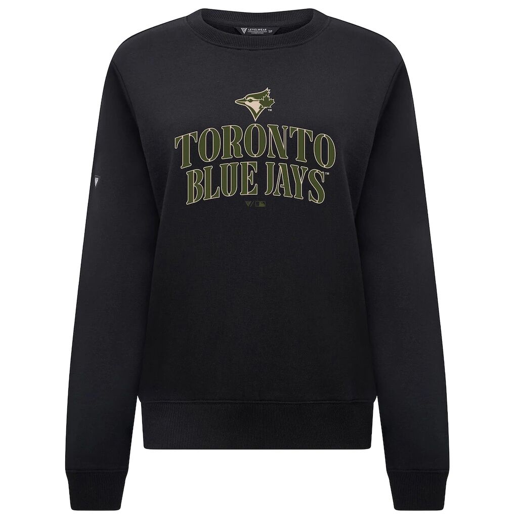 Toronto Blue Jays Levelwear Women’s 2026 Armed Forces Day Yvette Stencil Art Tri-Blend Sweatshirt