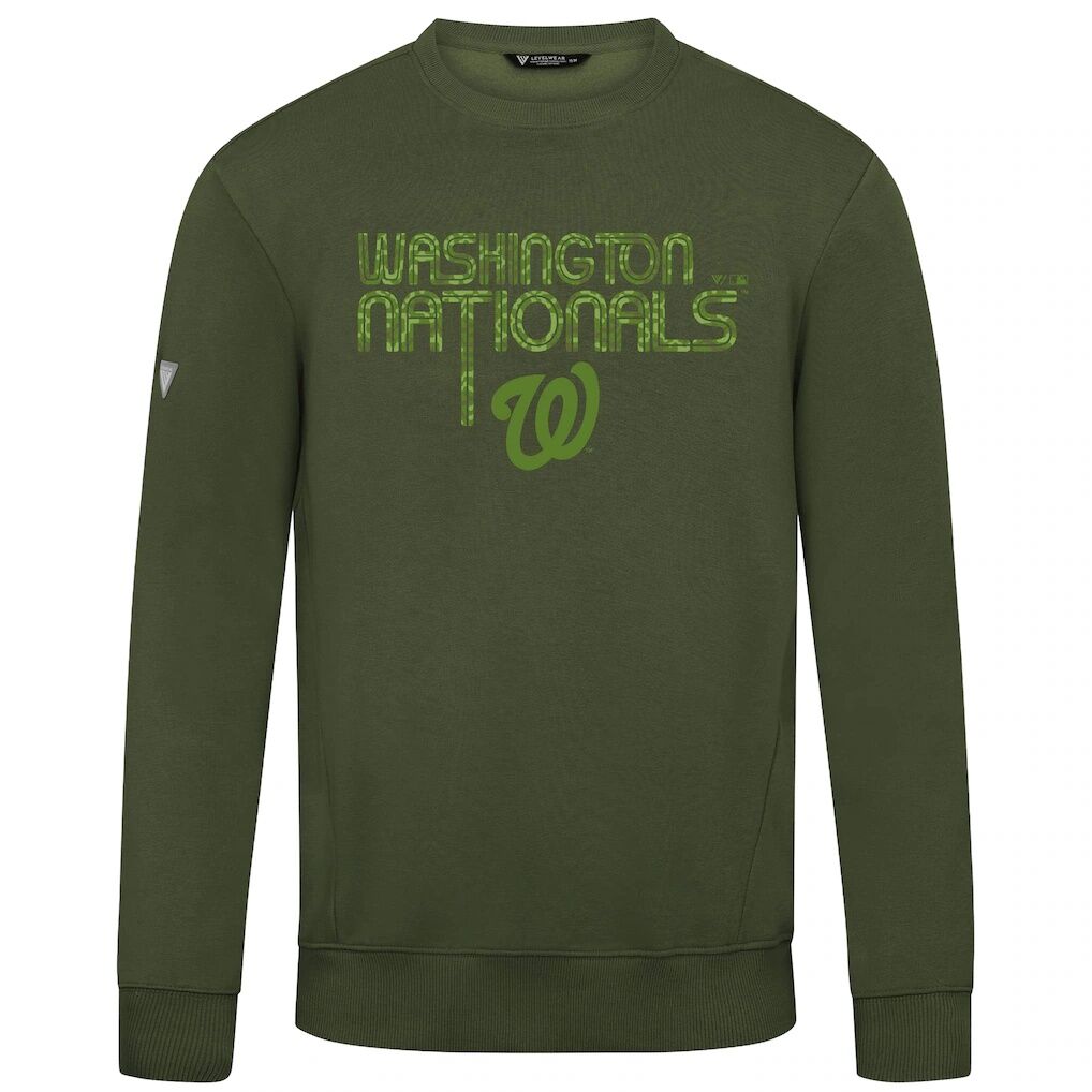 Washington Nationals Levelwear 2026 Armed Forces Day Lanes Camo Zane Sweatshirt – Olive