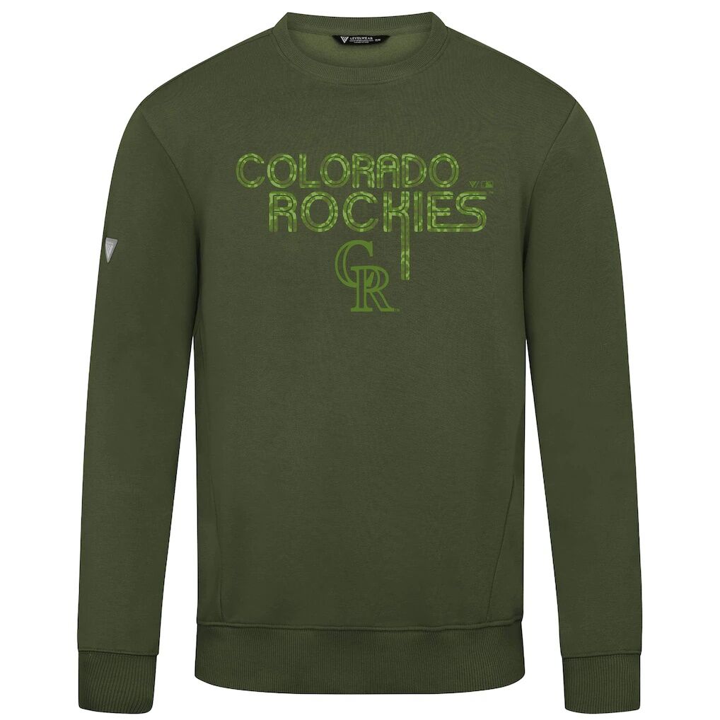 Colorado Rockies Levelwear 2026 Armed Forces Day Lanes Camo Zane Sweatshirt - Olive