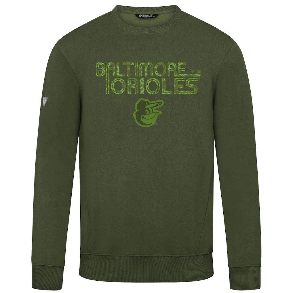 Baltimore Orioles Levelwear 2026 Armed Forces Day Lanes Camo Zane Sweatshirt - Olive