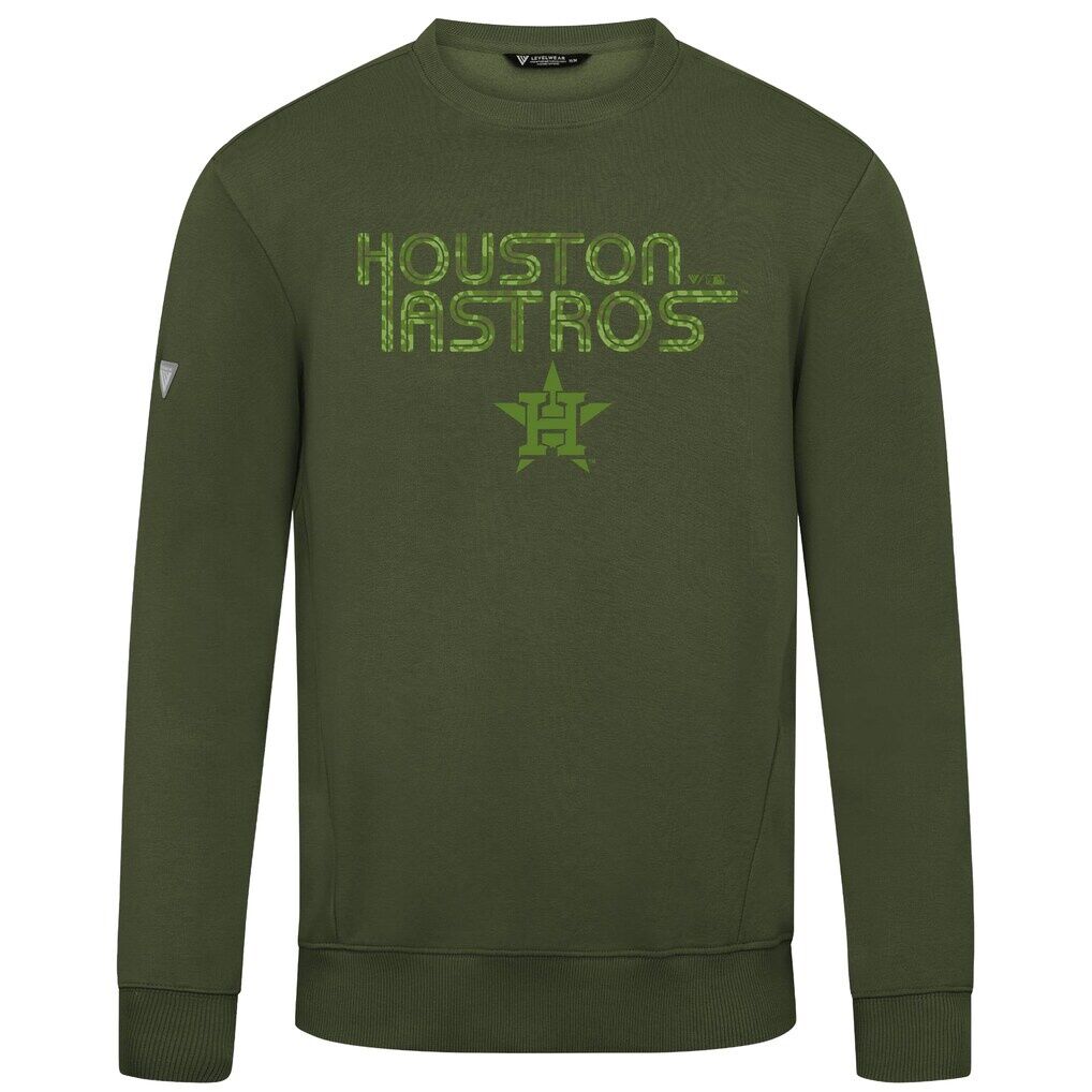Houston Astros Levelwear 2026 Armed Forces Day Lanes Camo Zane Sweatshirt – Olive