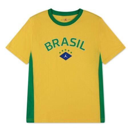 Brazil National Team Jordan Brand Youth Jersey T-Shirt - Yellow - Front View