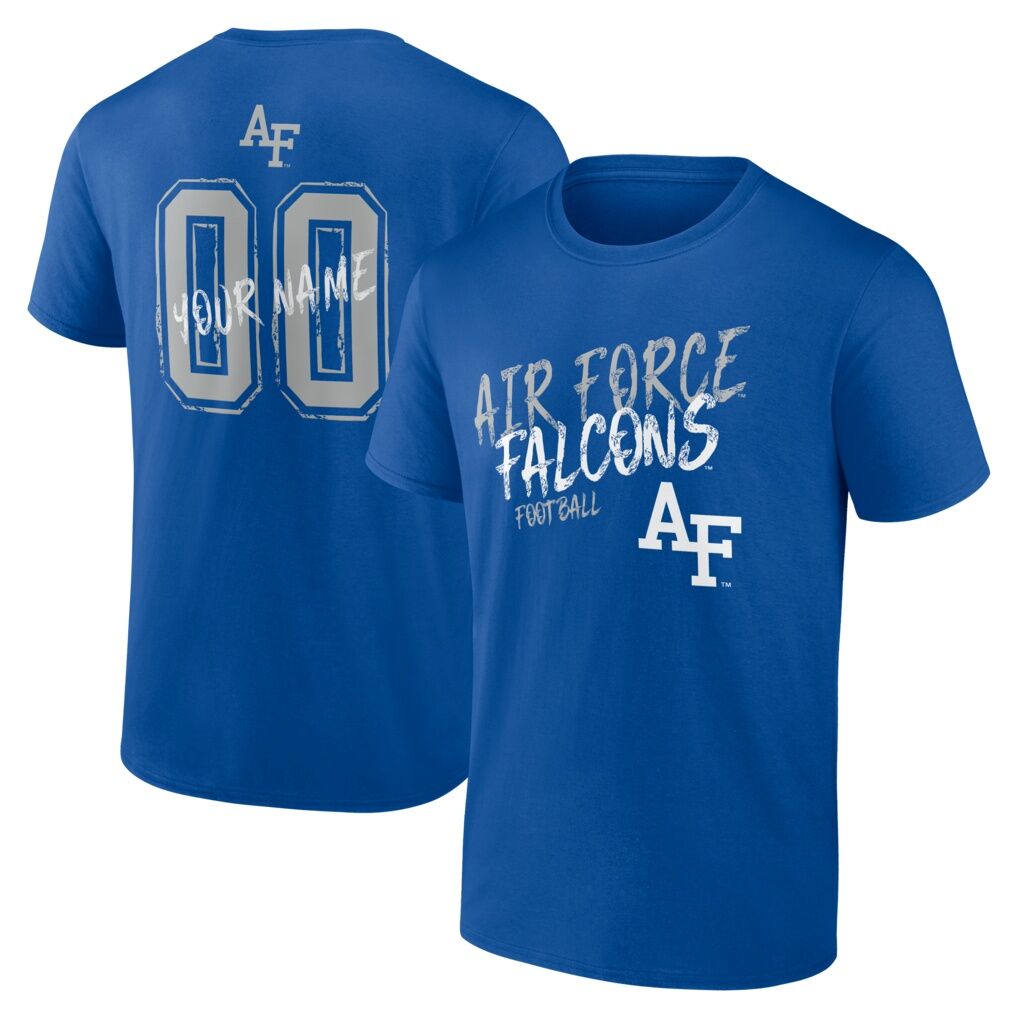 Air Force Falcons Hustle Personalized Name & Number T-Shirt - Royal