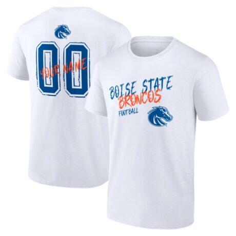 Boise State Broncos Hustle Personalized Name & Number T-Shirt - White - Front View