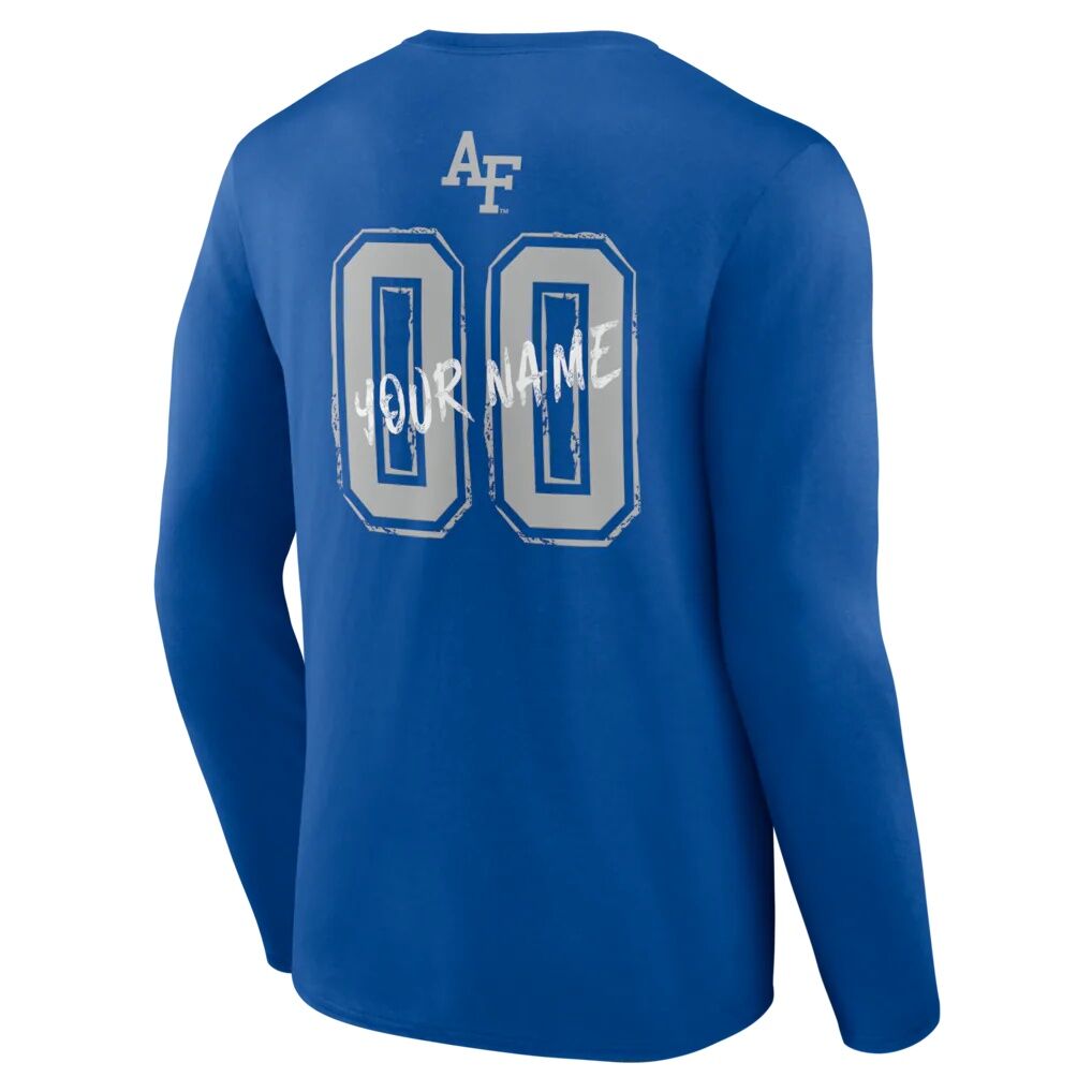 Air Force Falcons Hustle Personalized Name & Number Long Sleeve T-Shirt - Royal