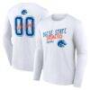 Boise State Broncos Hustle Personalized Name & Number Long Sleeve T-Shirt - White - Front View