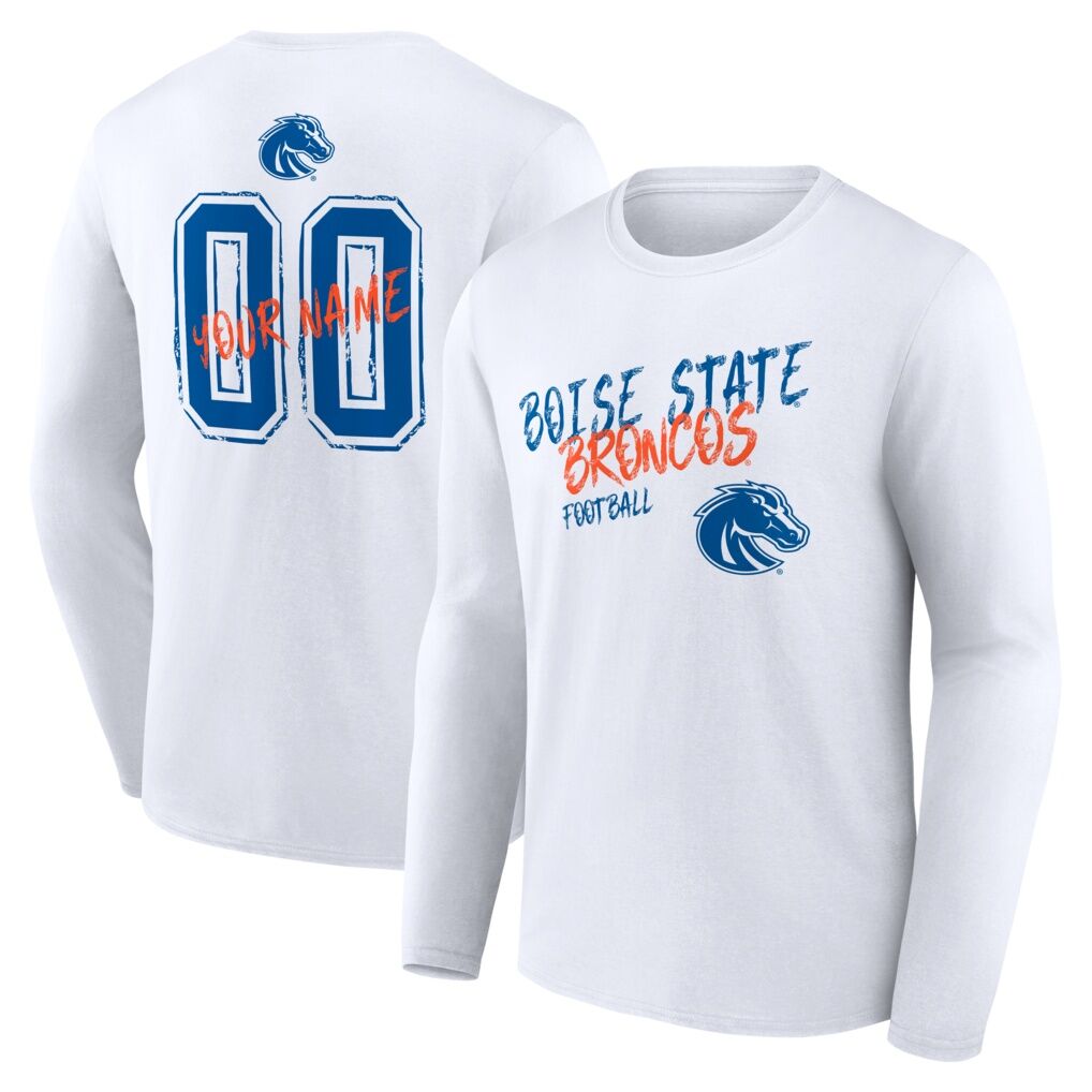 Boise State Broncos Hustle Personalized Name & Number Long Sleeve T-Shirt