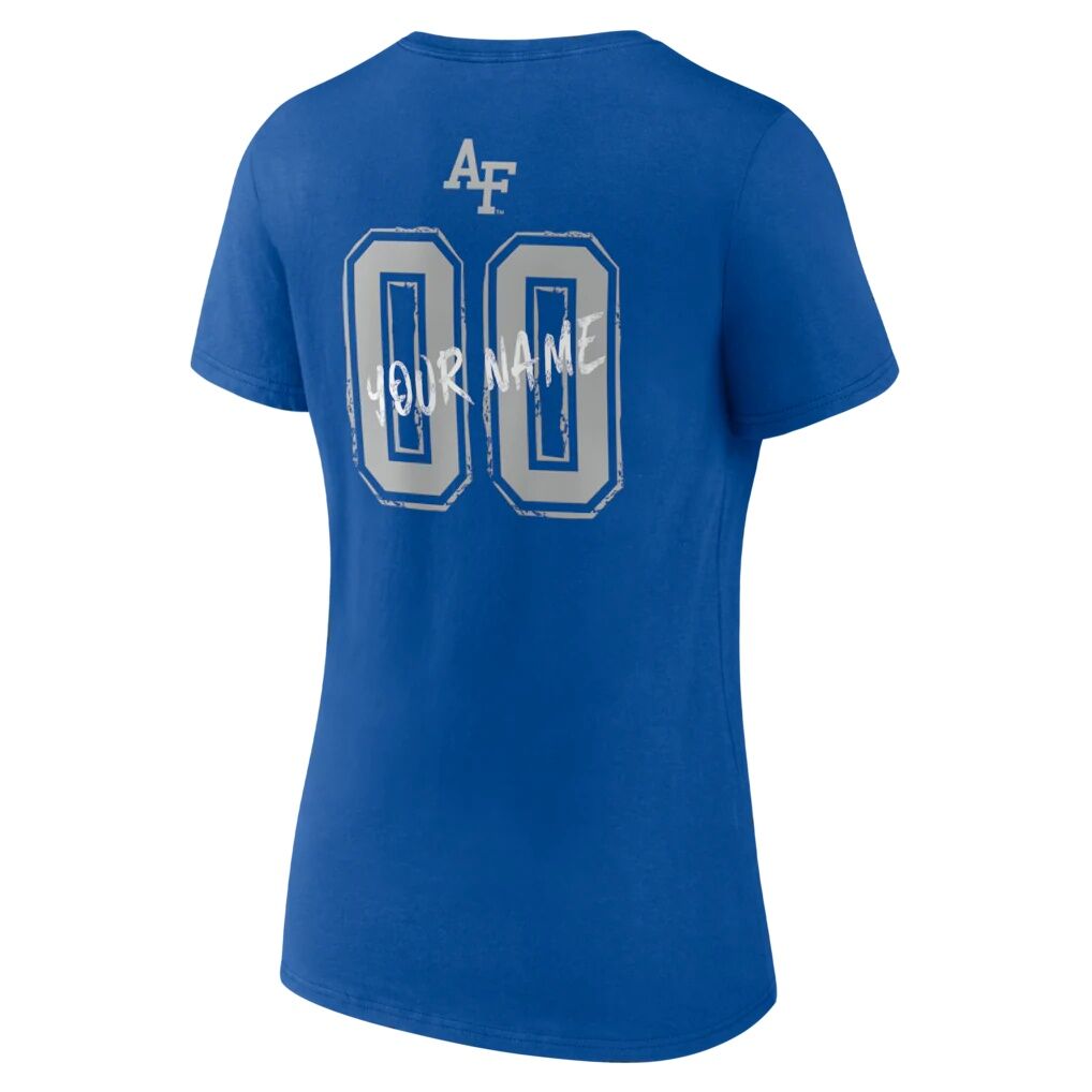 Air Force Falcons Women's Hustle Personalized Name & Number V-Neck T-Shirt - Royal