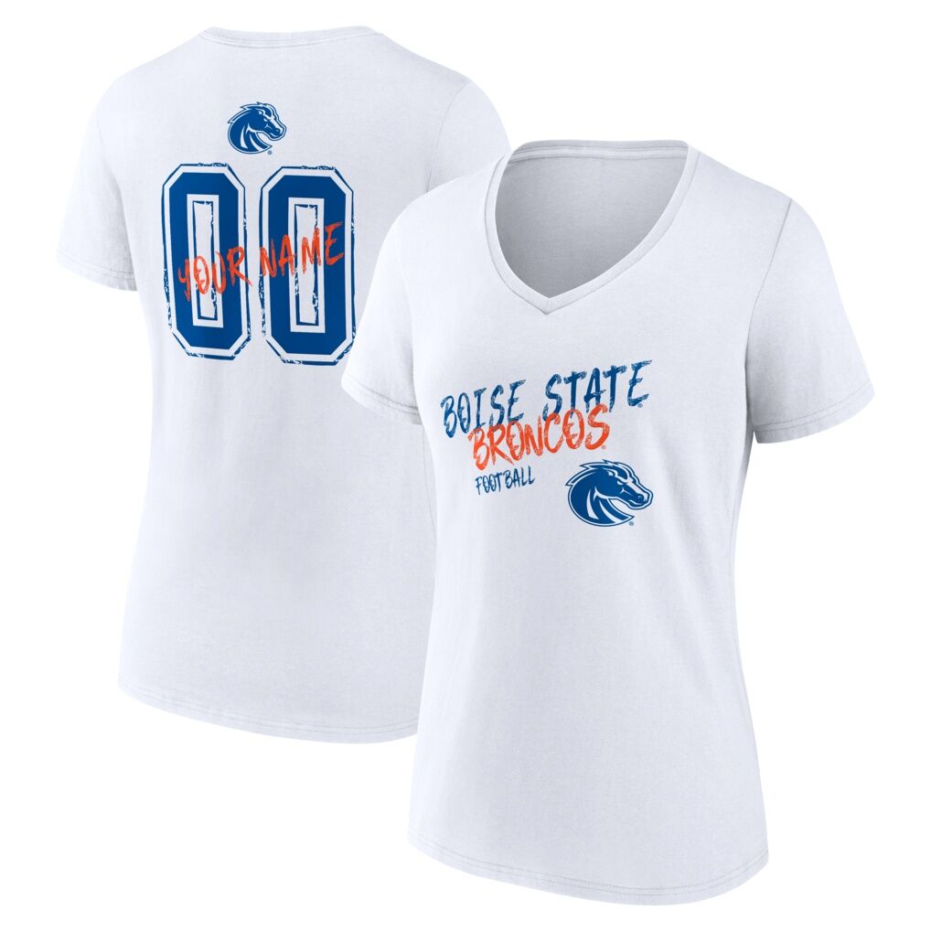 Boise State Broncos Women's Hustle Personalized Name & Number V-Neck T-Shirt