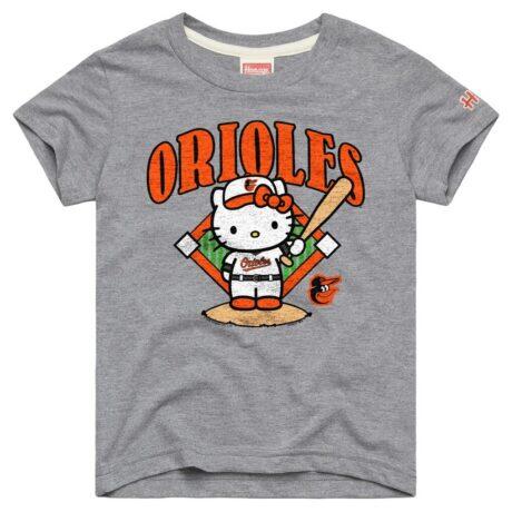 Baltimore Orioles Homage Youth Hello Kitty x MLB Tri-Blend T-Shirt - Gray - Front View