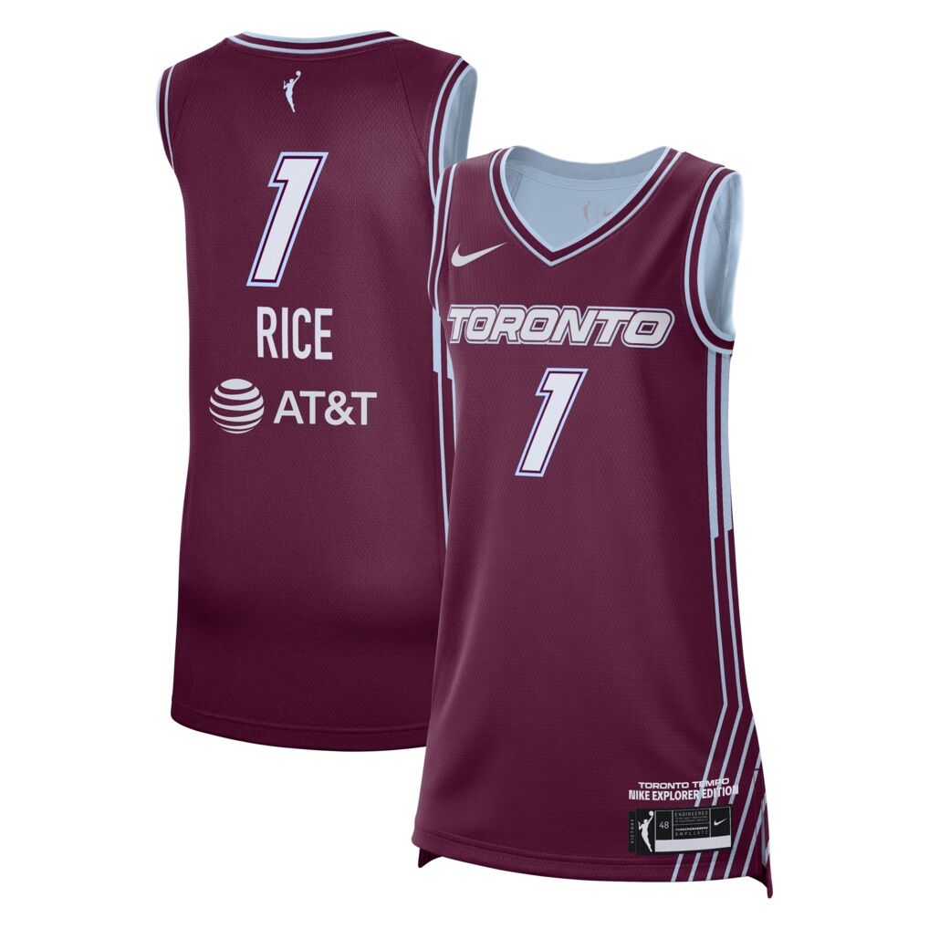 Kiki Rice Toronto Tempo Nike Unisex Victory Jersey - Explorer Edition - Bordeaux