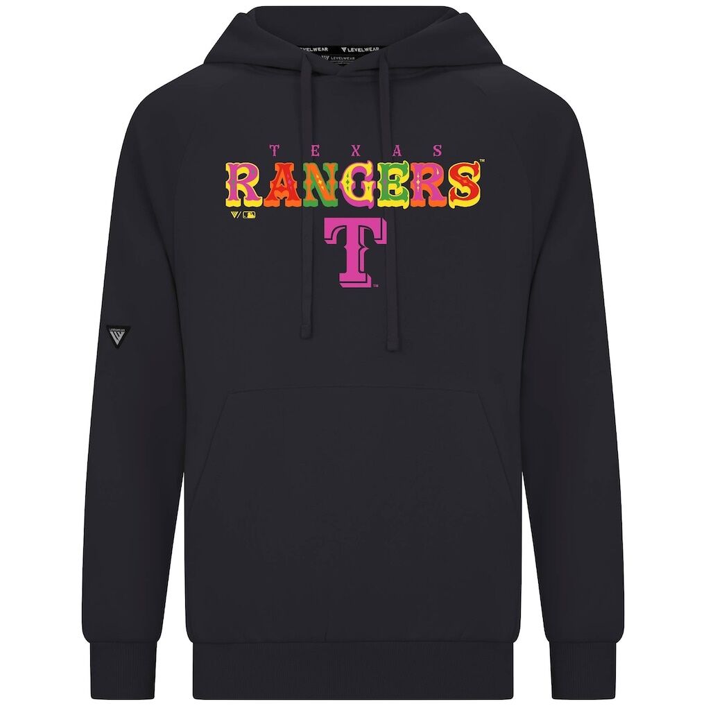 Texas Rangers Levelwear Fiesta Text Connect Raglan Hoodie