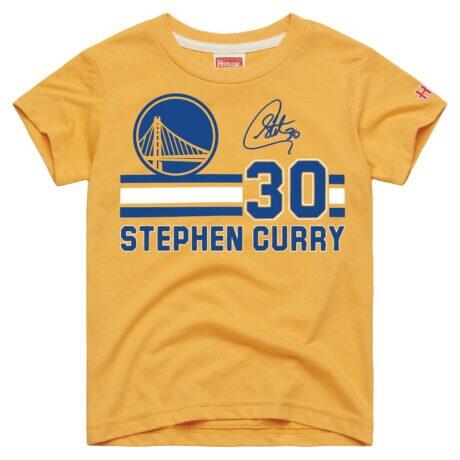 Stephen Curry Golden State Warriors Homage Youth Remix Signature Name & Number Tri-Blend T-Shirt - Gold - Front View