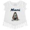 Miami Marlins Tiny Turnip Girls Toddler Puddy Fringe T-Shirt - White - Front View
