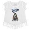 Minnesota Twins Tiny Turnip Girls Youth Puddy Fringe T-Shirt - White - Front View