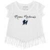 Miami Marlins Tiny Turnip Girls Toddler Script Logo Fringe T-Shirt - White - Front View