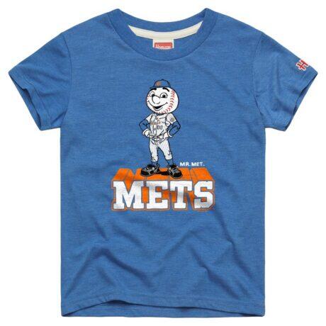 New York Mets Homage Youth Mascot Tri-Blend T-Shirt - Royal