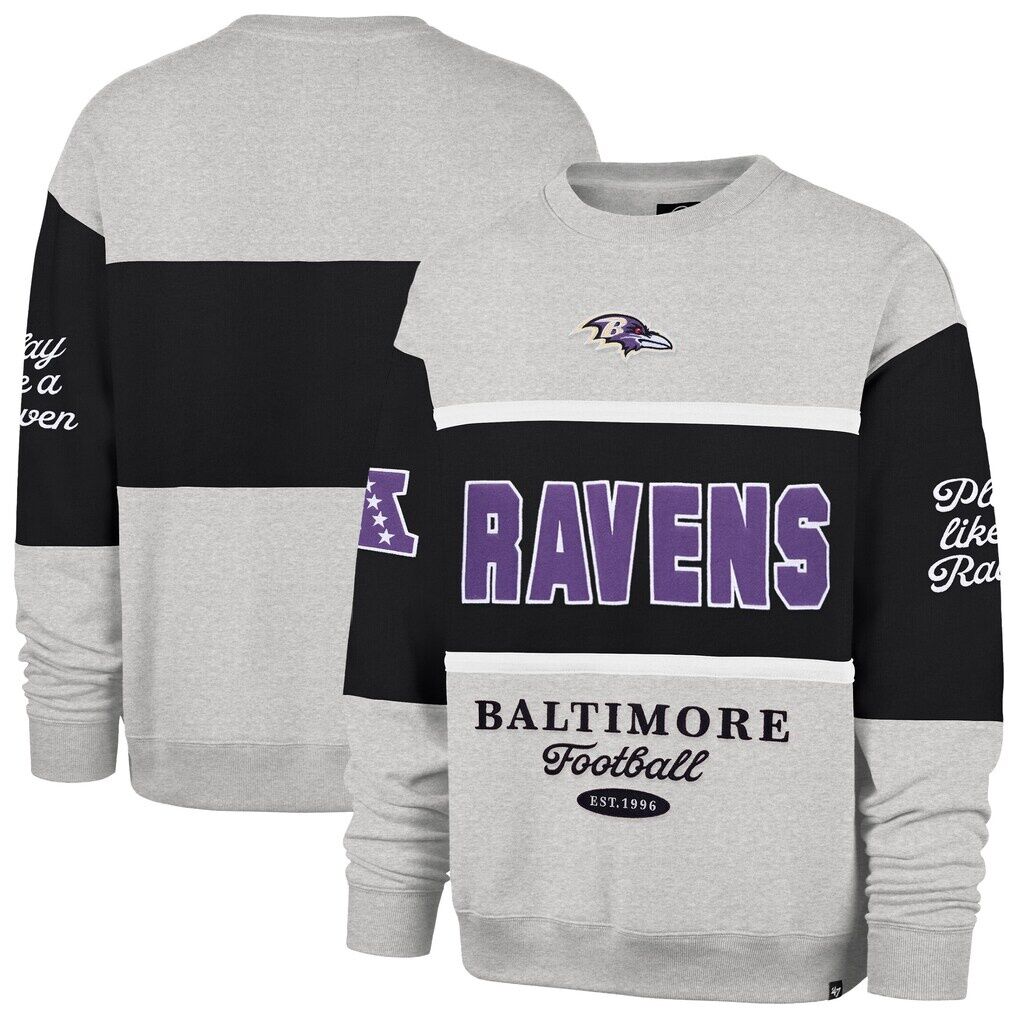 Baltimore Ravens '47 Blockfield Maximalist Sweatshirt - Black/Gray
