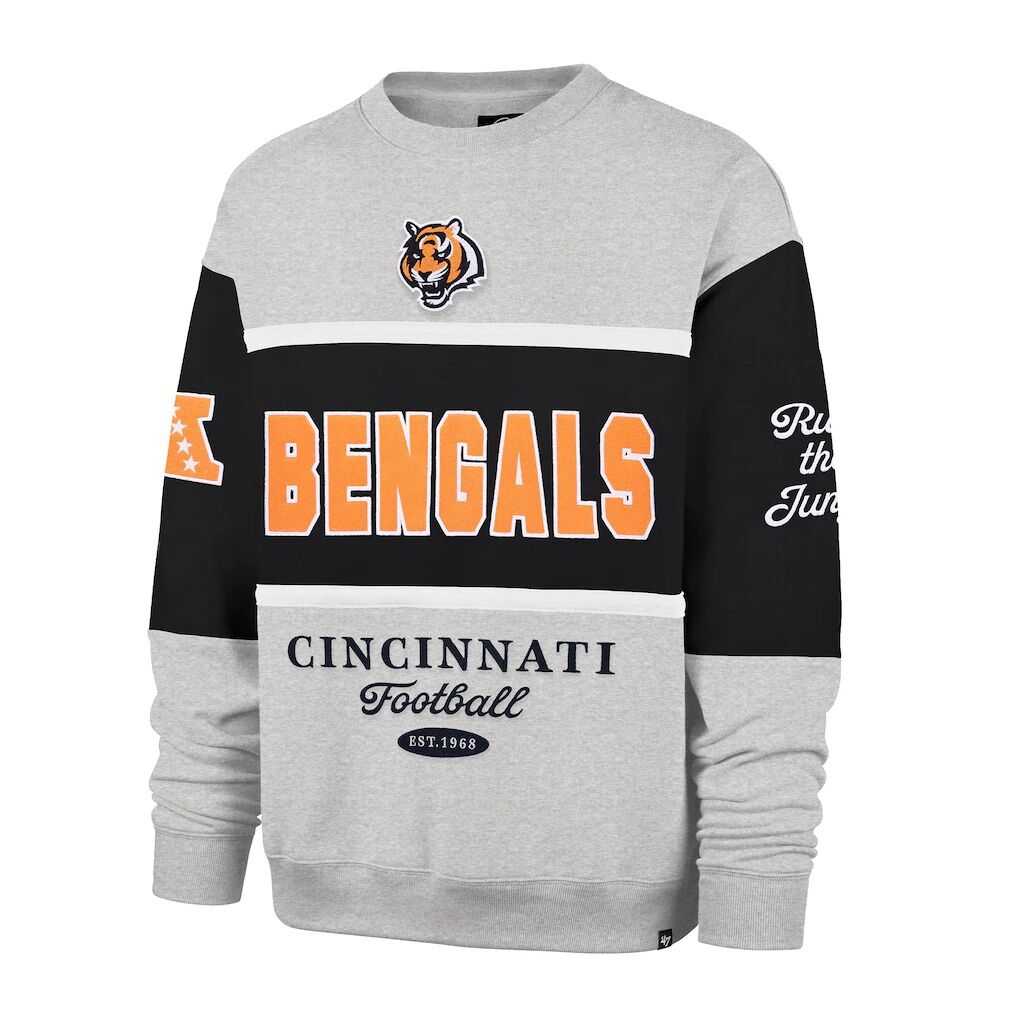 Cincinnati Bengals '47 Blockfield Maximalist Sweatshirt - Black/Gray