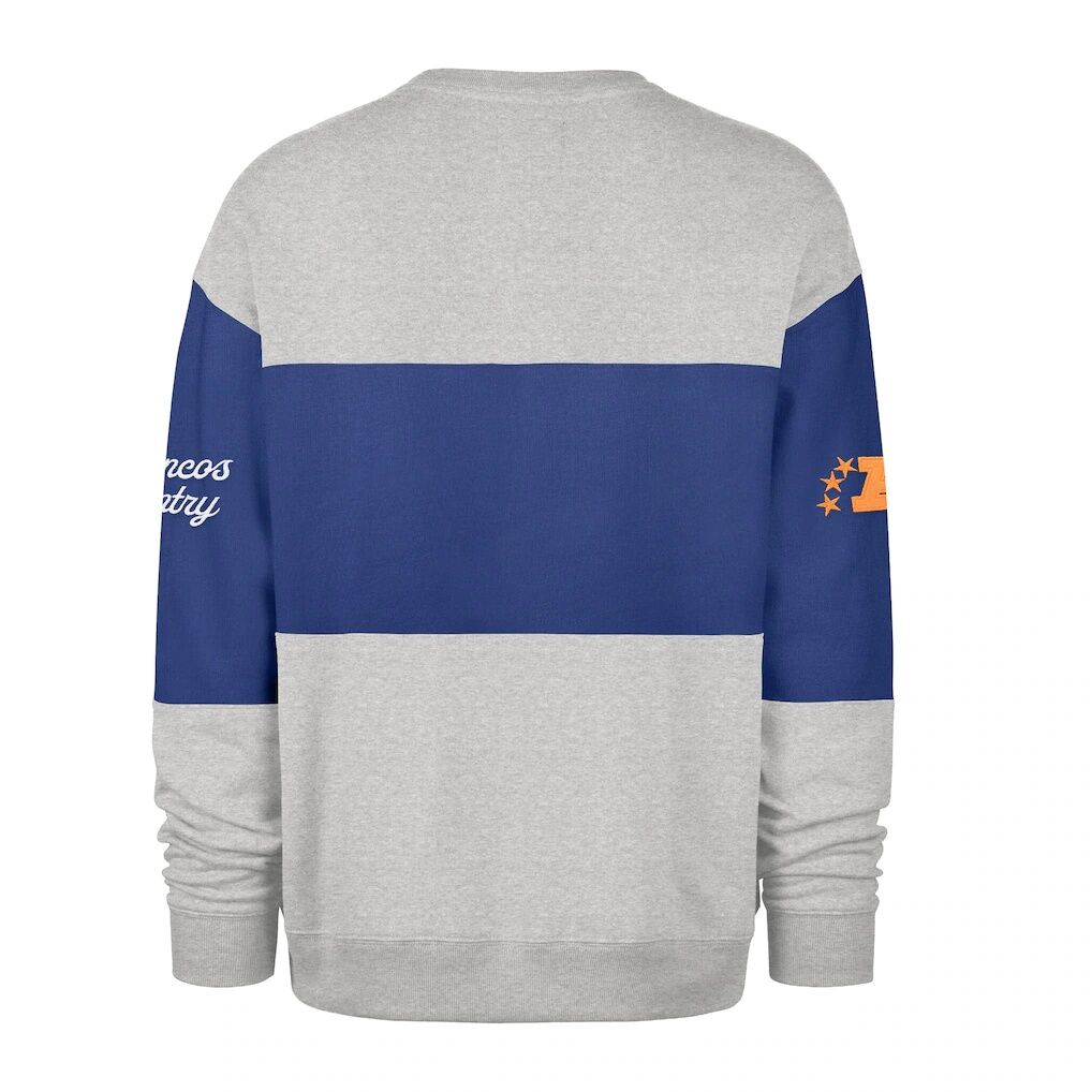 Denver Broncos '47 Blockfield Maximalist Sweatshirt - Royal/Gray