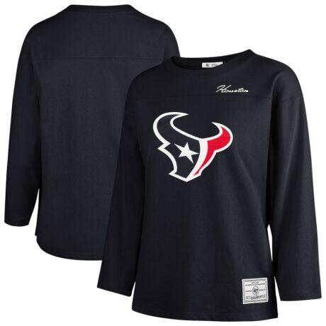 Houston Texans '47 Women's Game Nod Timeless Long Sleeve T-Shirt - Navy - Front View