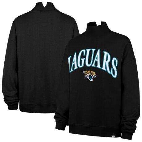 Jacksonville Jaguars '47 Women's Oversized Vantage Mock Neck Sweatshirt - Black - Front View