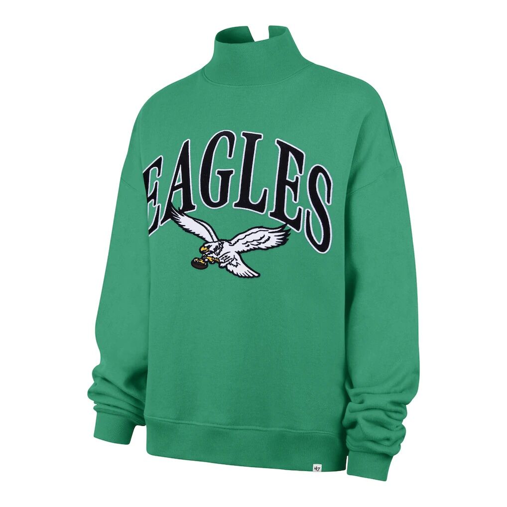 Philadelphia Eagles '47 Women's Oversized Vantage Mock Neck Sweatshirt - Kelly Green