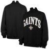 New Orleans Saints '47 Women's Oversized Vantage Mock Neck Sweatshirt - Black - Front View