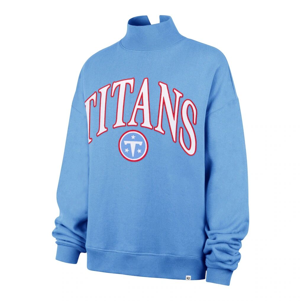 Tennessee Titans '47 Women's Oversized Vantage Mock Neck Sweatshirt - Light Blue
