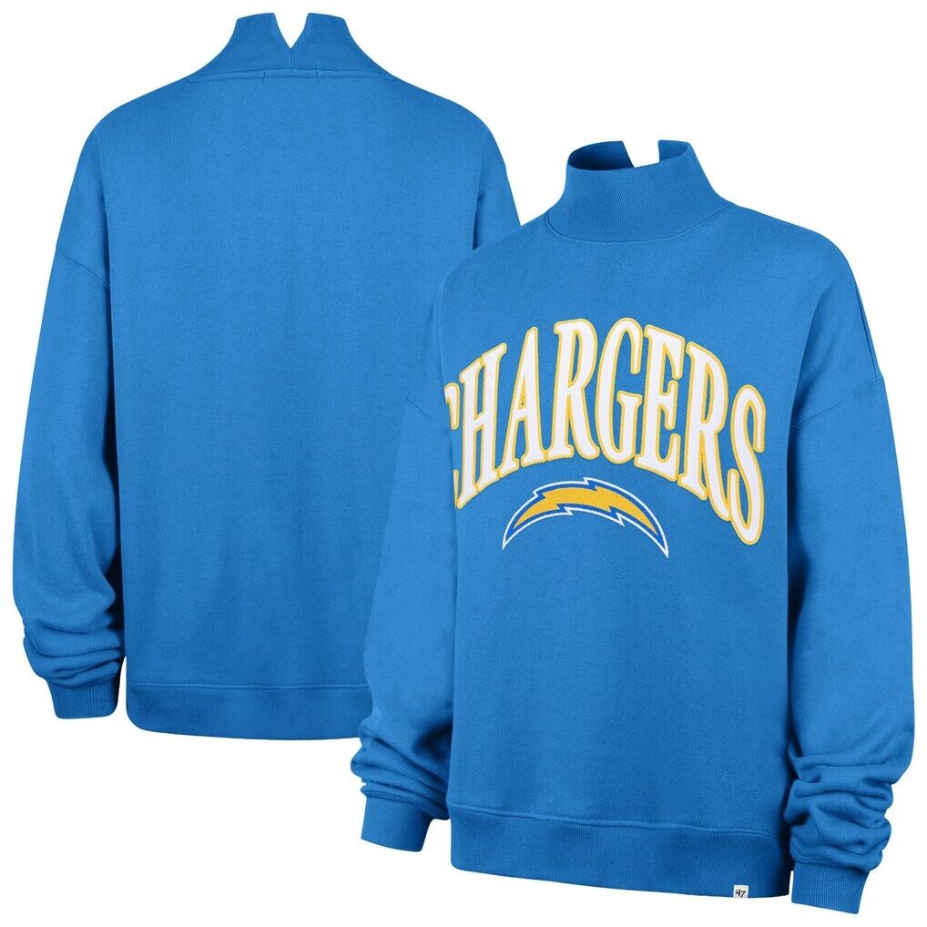 Los Angeles Chargers '47 Women's Oversized Vantage Mock Neck Sweatshirt - Powder Blue