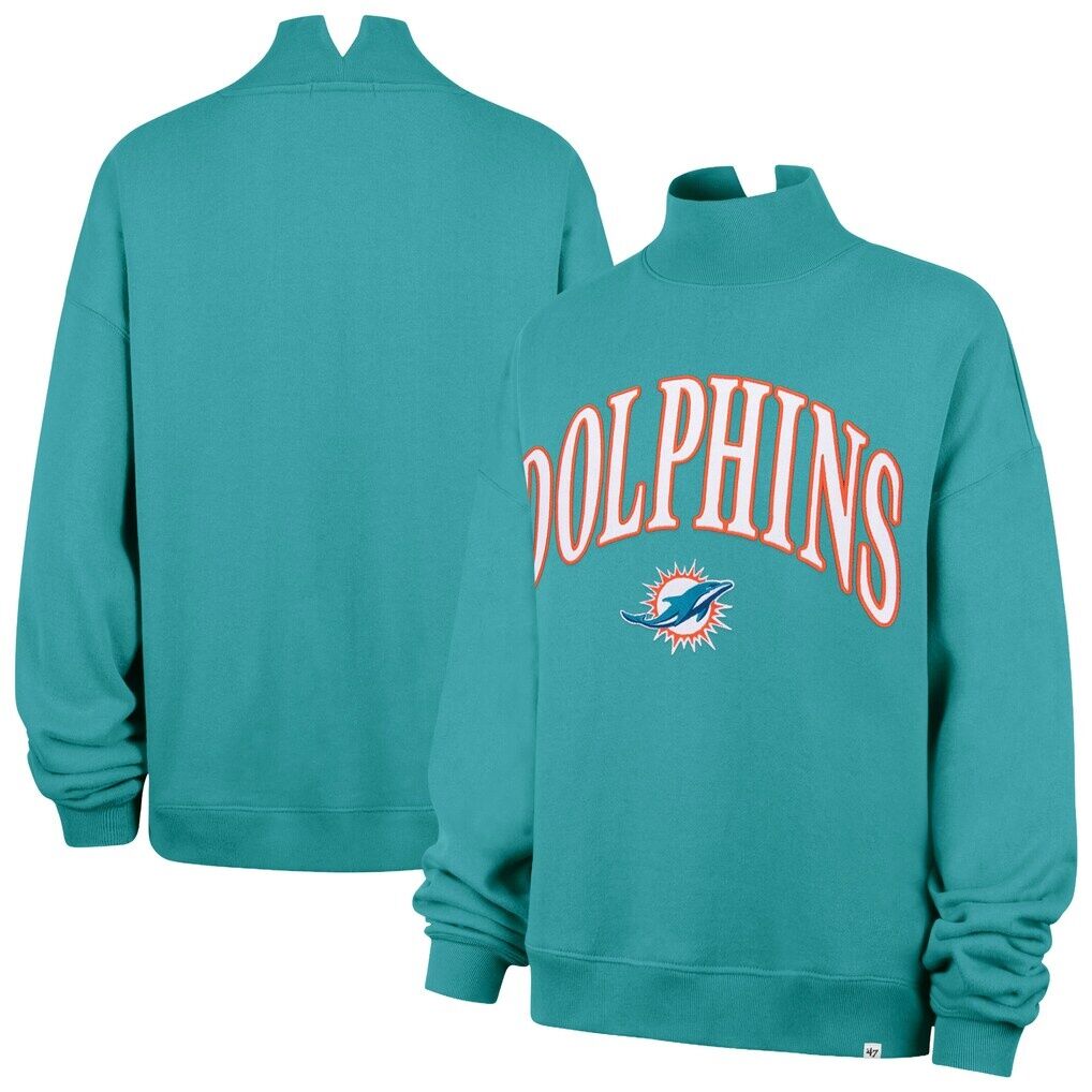 Miami Dolphins '47 Women's Oversized Vantage Mock Neck Sweatshirt - Aqua