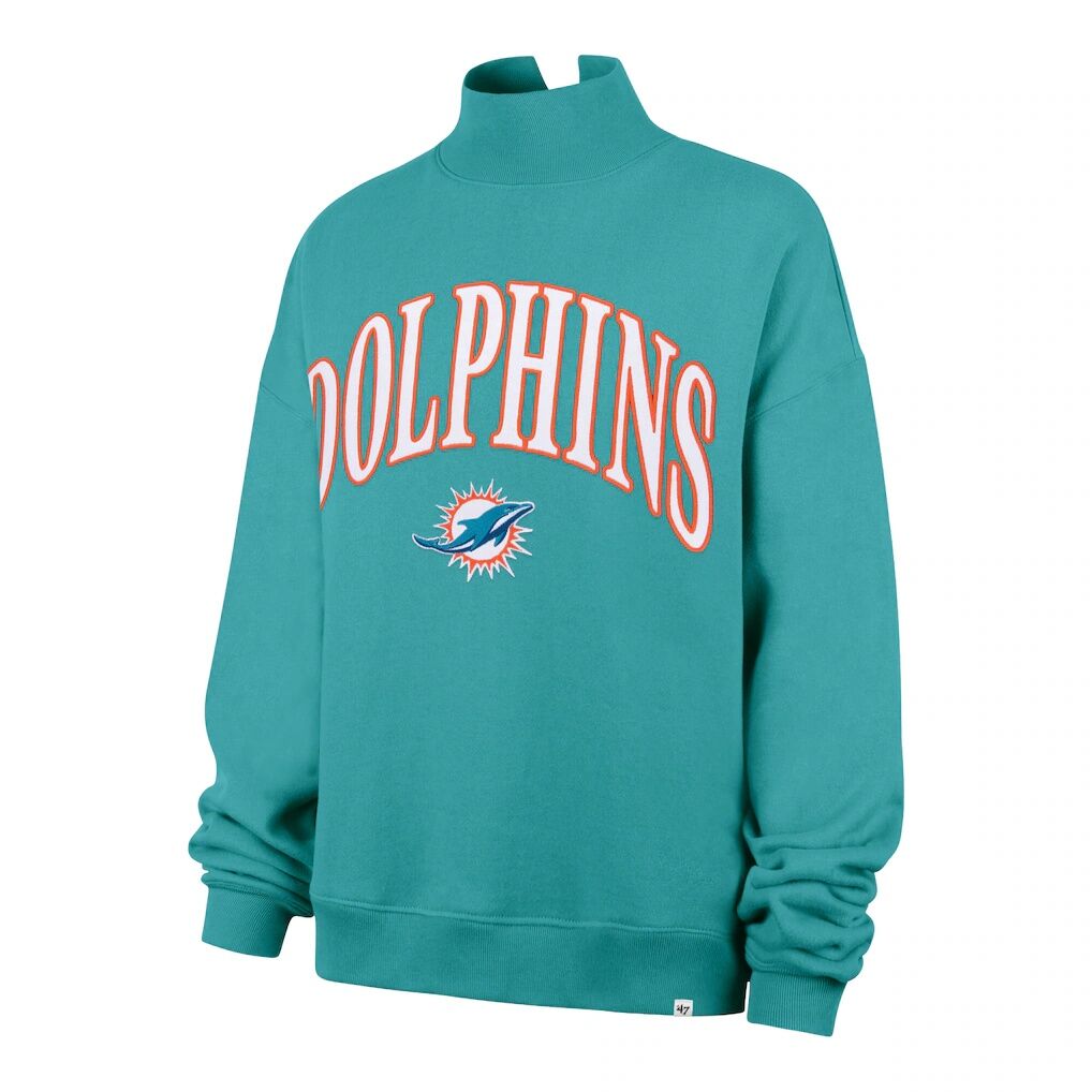 Miami Dolphins '47 Women's Oversized Vantage Mock Neck Sweatshirt - Aqua