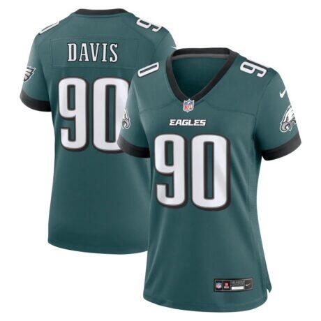 Jordan Davis Philadelphia Eagles Nike Women's Team Game Jersey - Midnight Green - Front View
