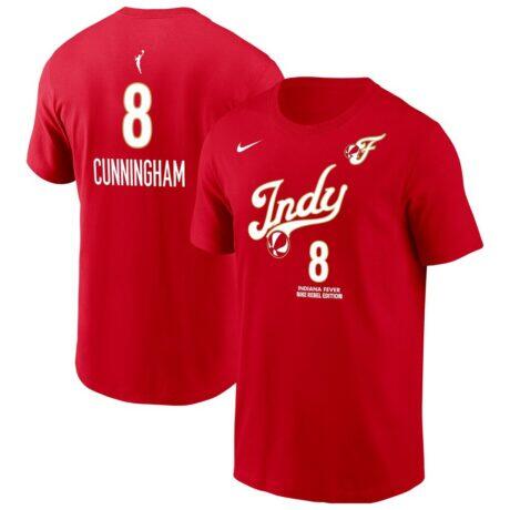 Sophie Cunningham Indiana Fever Nike Name & Number Rebel Edition T-Shirt - Red - Front View