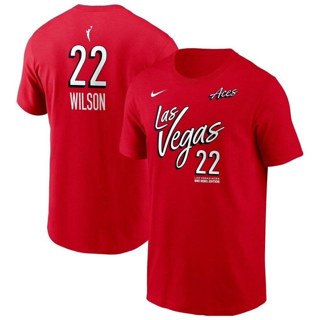 A'ja Wilson Las Vegas Aces Nike Name & Number Rebel Edition T-Shirt