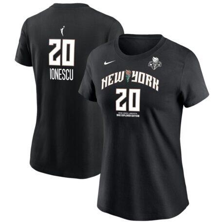 Sabrina Ionescu New York Liberty Nike Name & Number Explorer Edition T-Shirt - Black - Front View