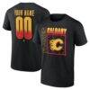 Calgary Flames Big & Tall Home Ice Pop Personalized Name & Number T-Shirt - Black - Front View