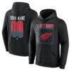Detroit Red Wings Big & Tall Home Ice Pop Personalized Name & Number Hoodie - Black - Front View