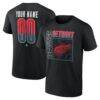 Detroit Red Wings Big & Tall Home Ice Pop Personalized Name & Number T-Shirt - Black - Front View