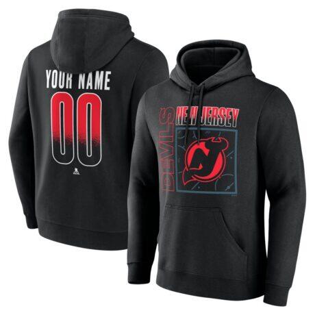 New Jersey Devils Big & Tall Home Ice Pop Personalized Name & Number Hoodie - Black - Front View
