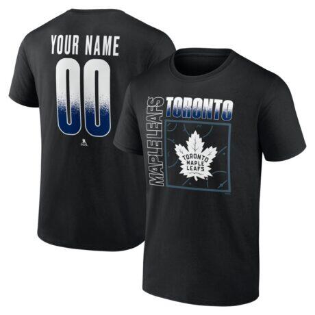Toronto Maple Leafs Big & Tall Home Ice Pop Personalized Name & Number T-Shirt - Black - Front View