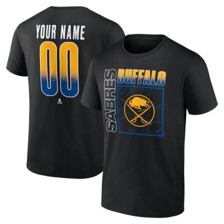 Buffalo Sabres Home Ice Pop Personalized Name & Number T-Shirt - Black - Front View