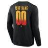 Calgary Flames Home Ice Pop Personalized Name & Number Long Sleeve T-Shirt - Black - Detail View