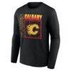 Calgary Flames Home Ice Pop Personalized Name & Number Long Sleeve T-Shirt - Black - Side View