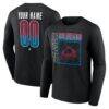 Colorado Avalanche Home Ice Pop Personalized Name & Number Long Sleeve T-Shirt - Black - Front View