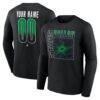 Dallas Stars Home Ice Pop Personalized Name & Number Long Sleeve T-Shirt - Black - Front View