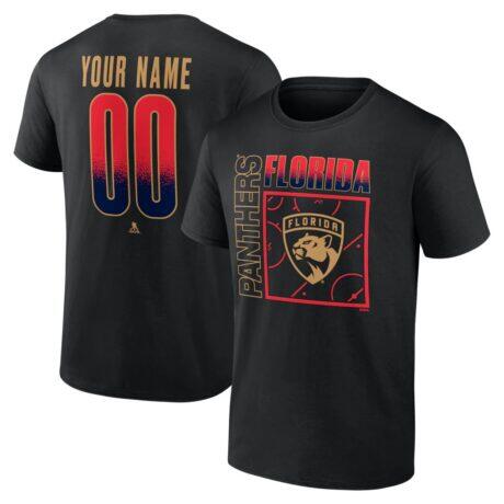 Florida Panthers Home Ice Pop Personalized Name & Number T-Shirt - Black - Front View