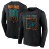 San Jose Sharks Home Ice Pop Personalized Name & Number Long Sleeve T-Shirt - Black - Front View