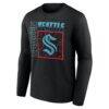 Seattle Kraken Home Ice Pop Personalized Name & Number Long Sleeve T-Shirt - Black - Side View